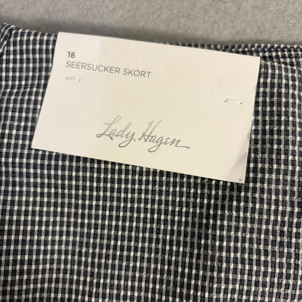 Lady Hagen Skort Women 18 NWT White Navy Blue Seer Sucker Breathable Golf - Picture 2 of 9